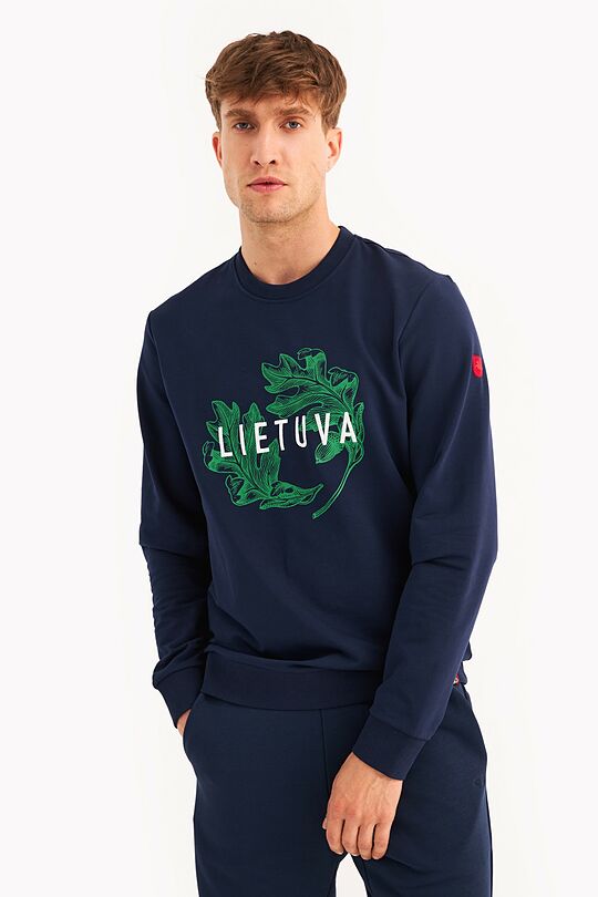 Printed terry crewneck sweatshirt 1 | BLUE | Audimas