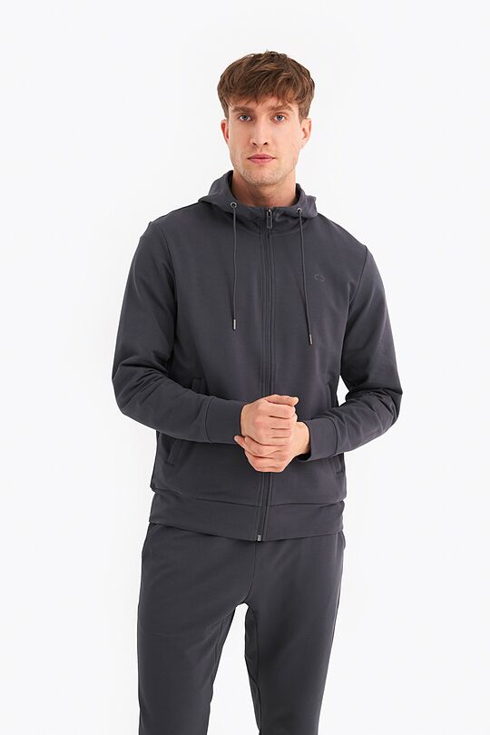 Organic cotton French terry full-zip hoodie 1 | GREY | Audimas