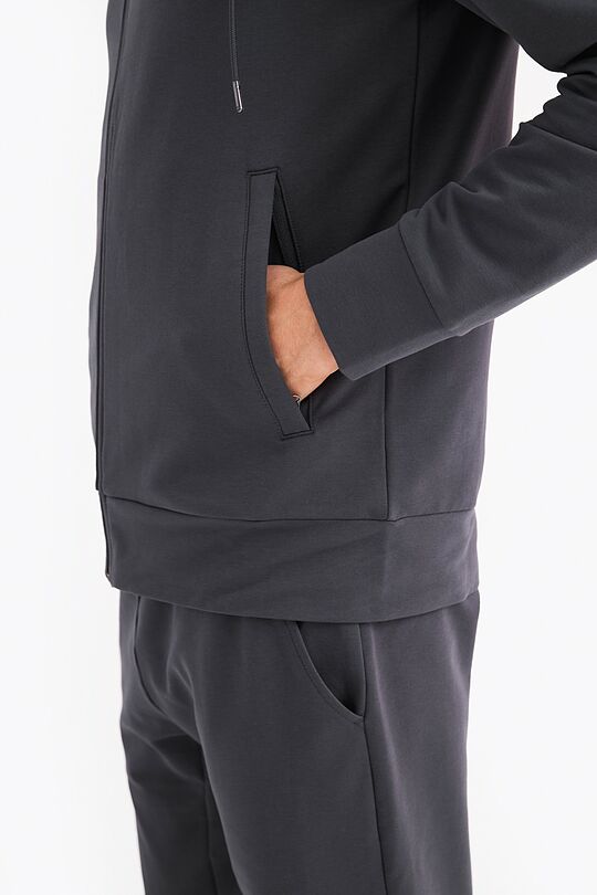 Organic cotton French terry full-zip hoodie 4 | GREY | Audimas