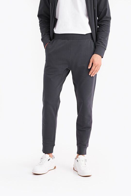 Tapered organic cotton French terry sweatpants 2 | GREY | Audimas