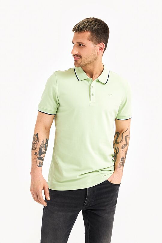 Organic cotton polo t-shirt 1 | CELADON GREEN | Audimas