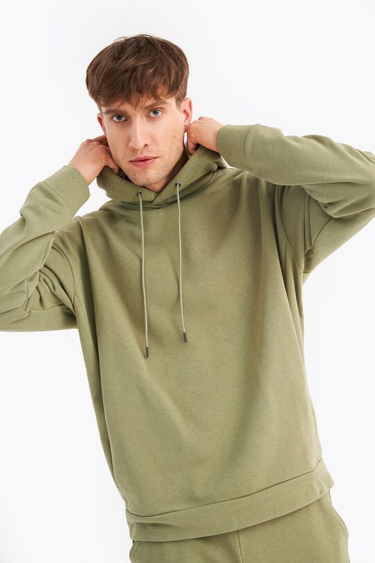 Organic cotton French terry hoodie 1 | GREEN | Audimas