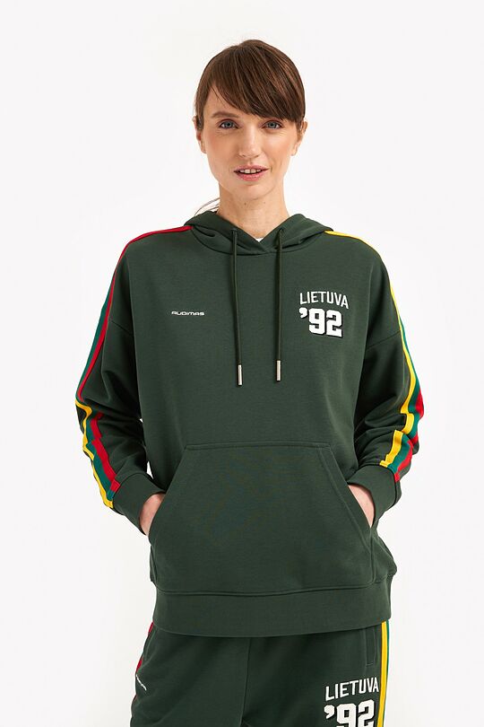 Organic cotton retro style hoodie 1 | GREEN | Audimas