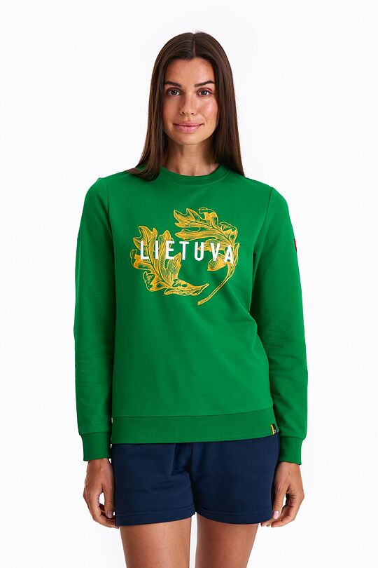 Printed terry crewneck sweatshirt 1 | GREEN | Audimas