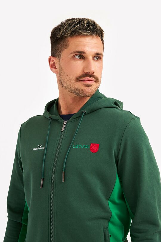 Organic cotton full-zip hoodie 3 | GREEN | Audimas