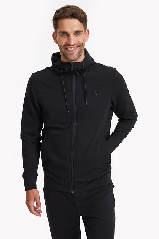 Organic cotton French terry full-zip hoodie 2 | BLACK | Audimas