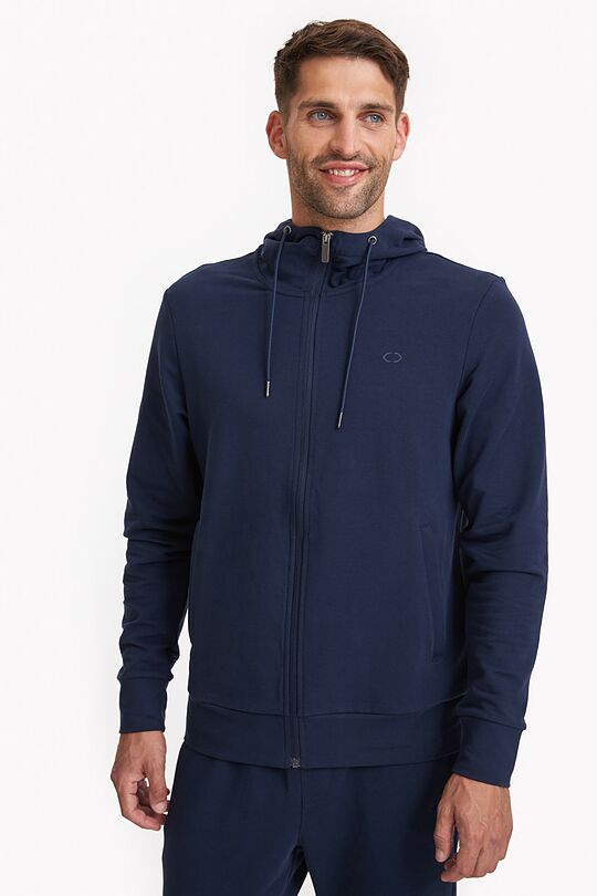 Organic cotton French terry full-zip hoodie 1 | BLUE | Audimas