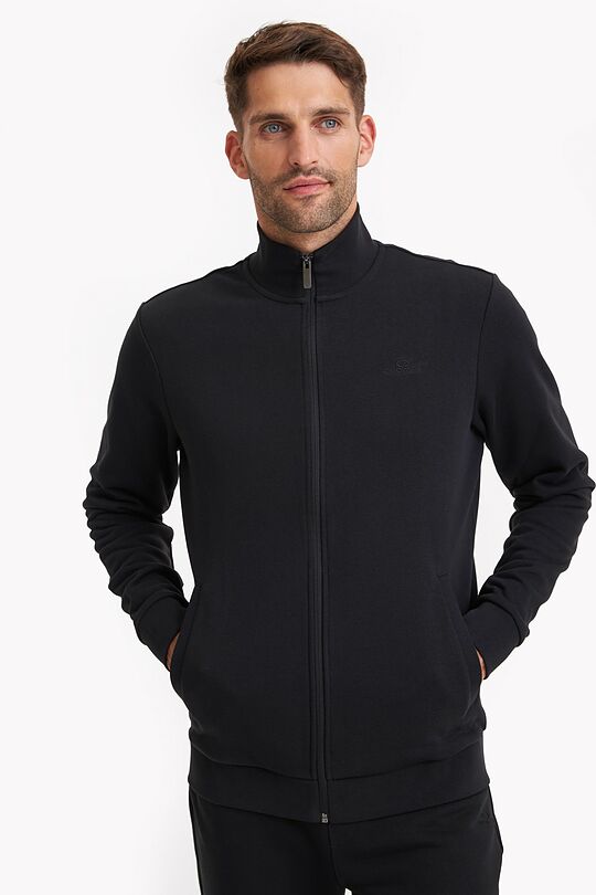 Organic cotton French terry full-zip sweatshirt 1 | BLACK | Audimas