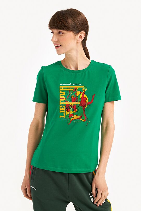 Short sleeves cotton T-shirt Lithuania let's go! 1 | GREEN | Audimas