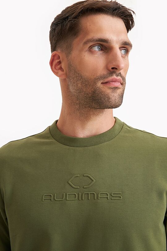 Organic cotton French terry crewneck sweatshirt 3 | GREEN | Audimas