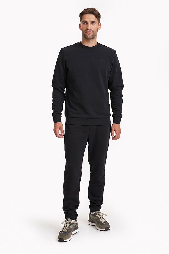 Organic cotton French terry crewneck sweatshirt 4 | BLACK | Audimas