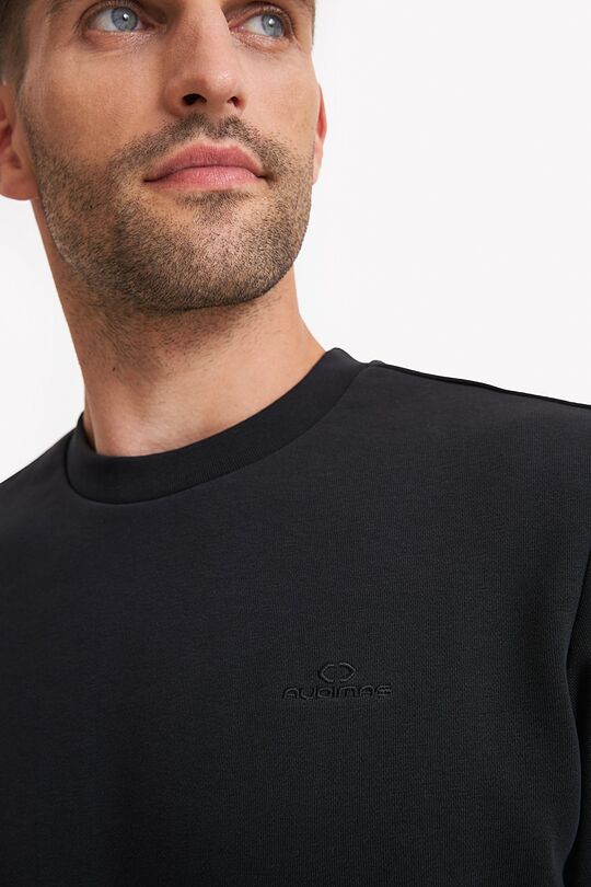 Organic cotton French terry crewneck sweatshirt 3 | BLACK | Audimas