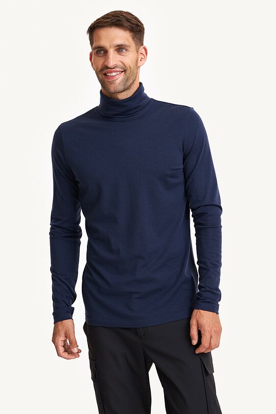 Merino wool long sleeve roll neck top 1 | BLUE | Audimas