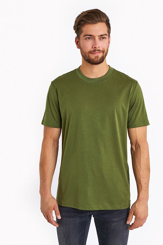 Lyocell short sleeve T-shirt 1 | GREEN/ KHAKI / LIME GREEN | Audimas