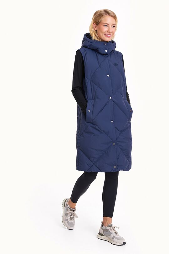 Long down vest  with detachable hood 1 | BLUE | Audimas