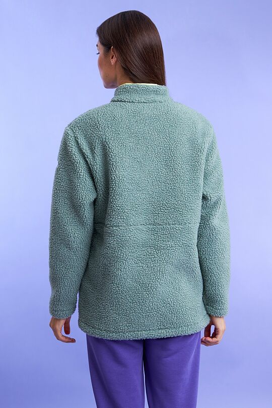 Oversized full-zip sherpa fleece jacket 3 | GREEN | Audimas