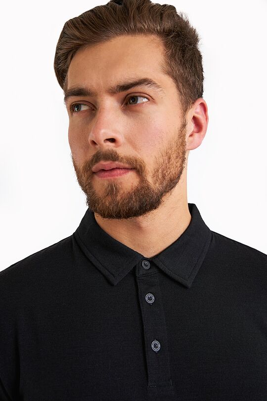 Merino wool long sleeve polo shirt 3 | BLACK | Audimas