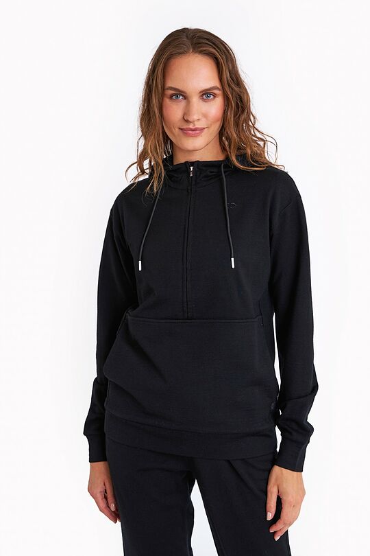 Merino wool half-zip hoodie 1 | BLACK | Audimas