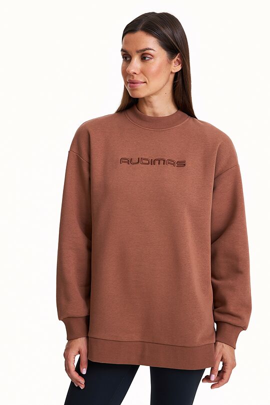 Organic cotton fleece sweatshirt 1 | BROWN/BORDEAUX | Audimas