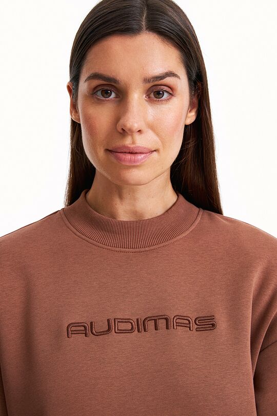 Organic cotton fleece sweatshirt 3 | BROWN/BORDEAUX | Audimas