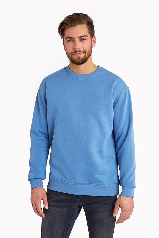 Organic cotton fleece crewneck sweatshirt 1 | BLUE | Audimas