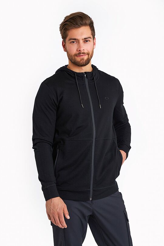 Merino wool full-zip hoodie 1 | BLACK | Audimas