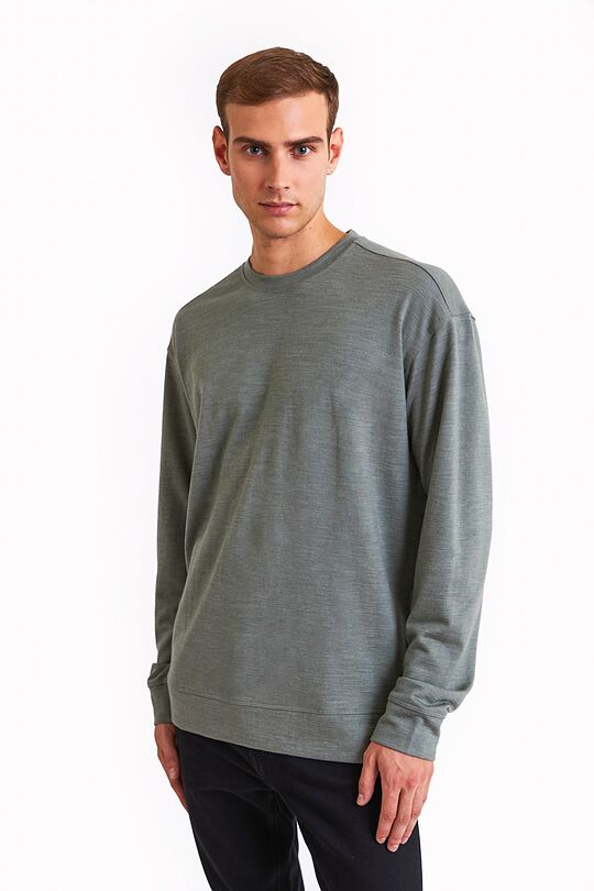 Merino wool crewneck sweatshirt 1 | GREEN | Audimas