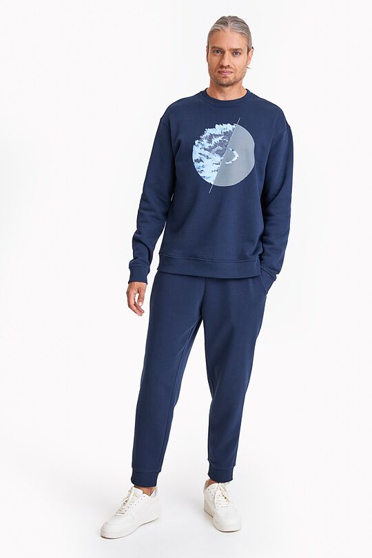 Organic cotton fleece crewneck sweatshirt 4 | BLUE | Audimas