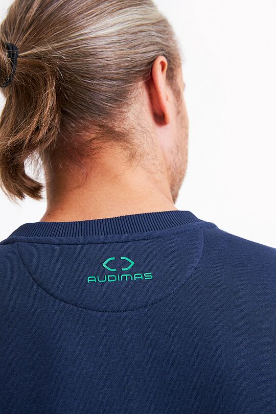Organic cotton fleece crewneck sweatshirt 5 | BLUE | Audimas