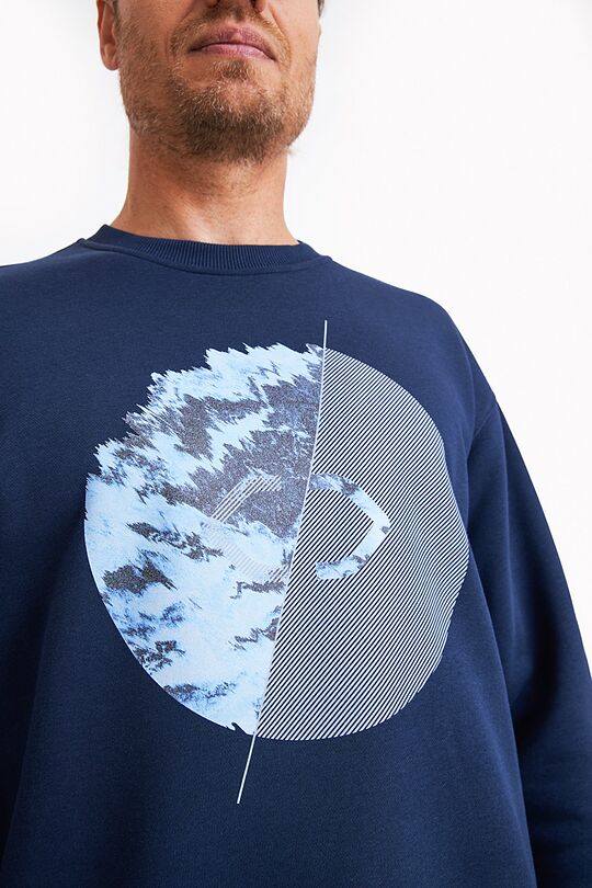 Organic cotton fleece crewneck sweatshirt 3 | BLUE | Audimas