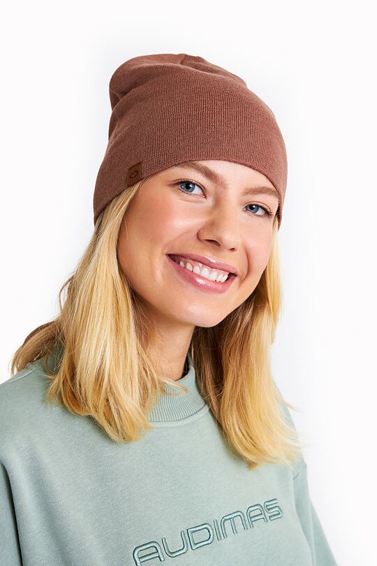 Knitted merino wool beanie 1 | BROWN | Audimas