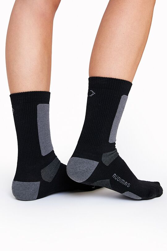 Mid-length hiking socks with merino wool 4 | BLACK | Audimas