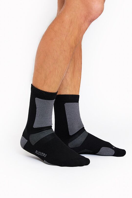 Mid-length hiking socks with merino wool 1 | BLACK | Audimas