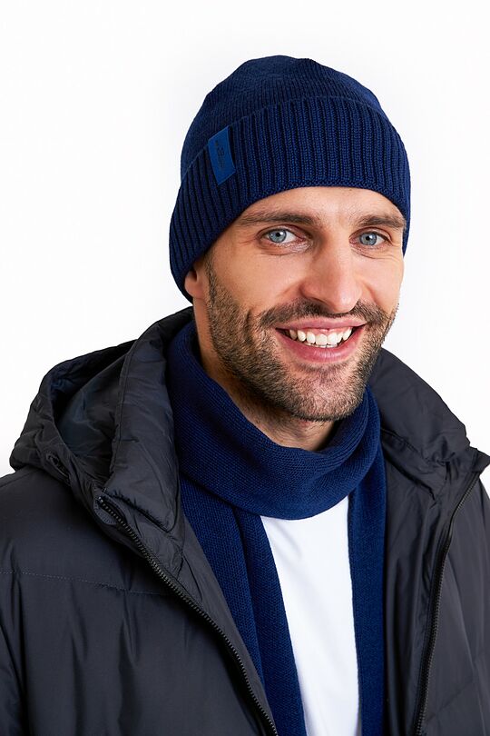 Knitted merino wool hat 1 | BLUE | Audimas