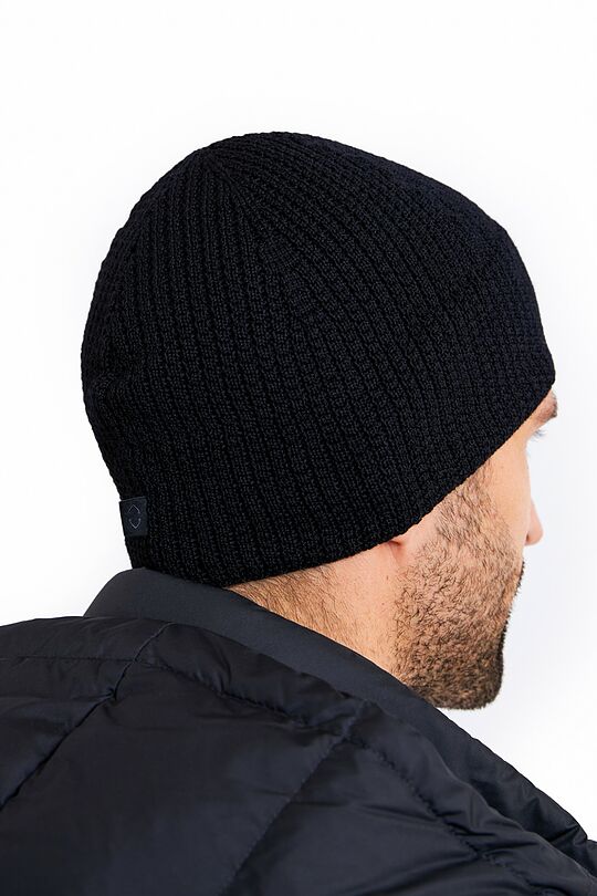 Merino wool beanie with braid pattern 2 | BLACK | Audimas