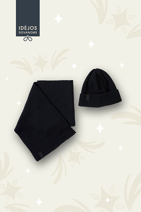 Merino wool hat and scarf set 1 | BLACK | Audimas