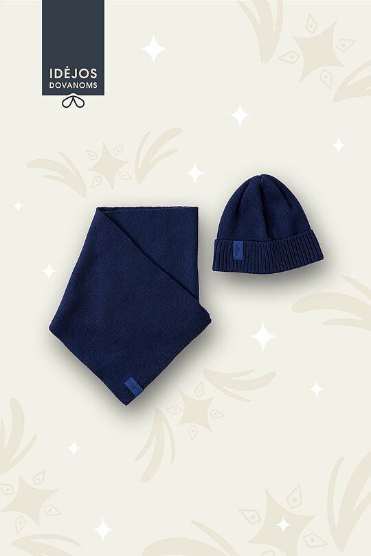 Merino wool hat and scarf set 1 | dark blue | Audimas
