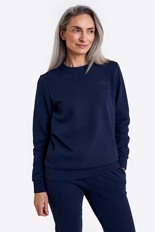 Cotton French terry crewneck sweatshirt 1 | BLUE | Audimas