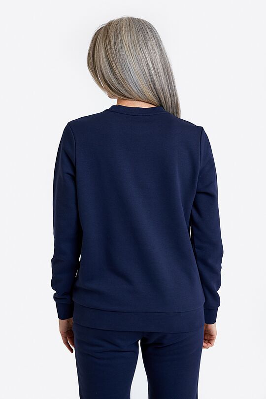 Cotton French terry crewneck sweatshirt 2 | BLUE | Audimas