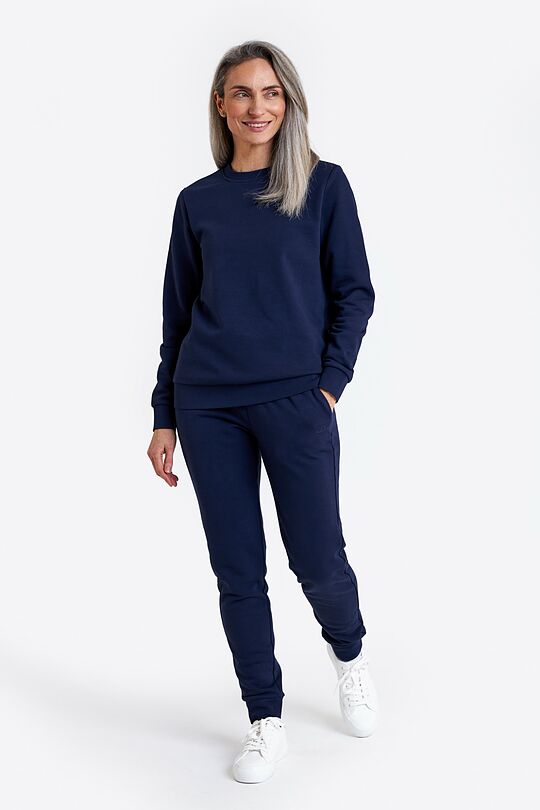 Cotton French terry crewneck sweatshirt 4 | BLUE | Audimas