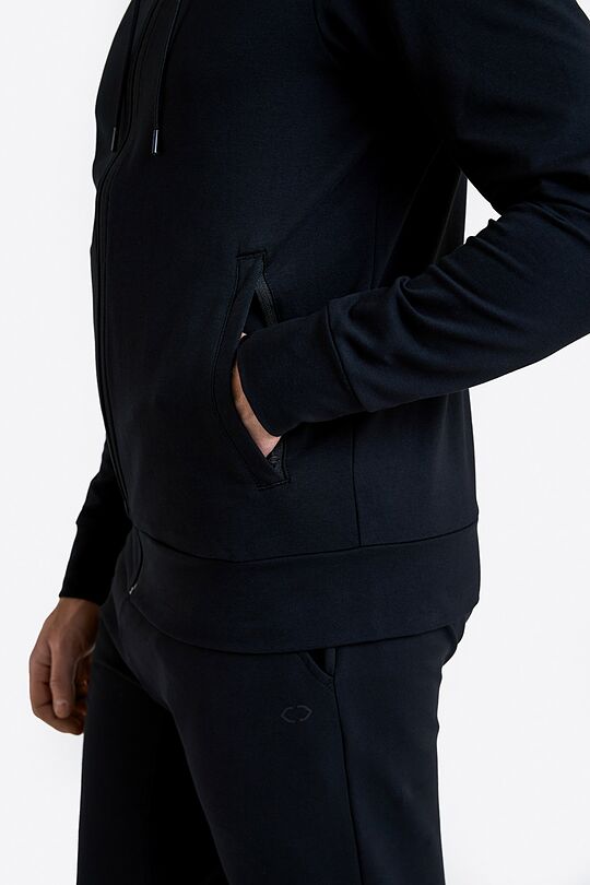 Organic cotton French terry full-zip hoodie 5 | BLACK | Audimas