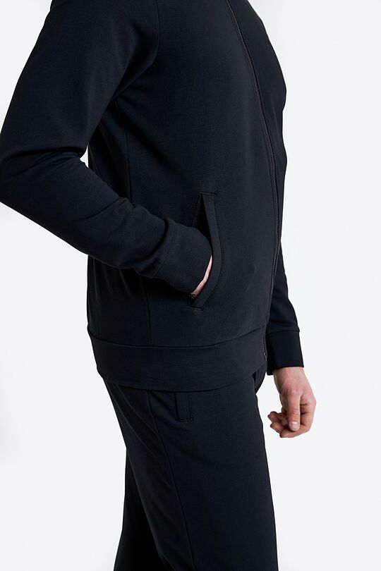 Organic cotton French terry full-zip sweatshirt 4 | BLACK | Audimas