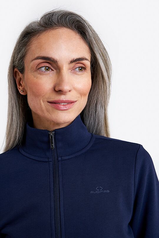 Cotton French terry full-zip sweatshirt 3 | BLUE | Audimas