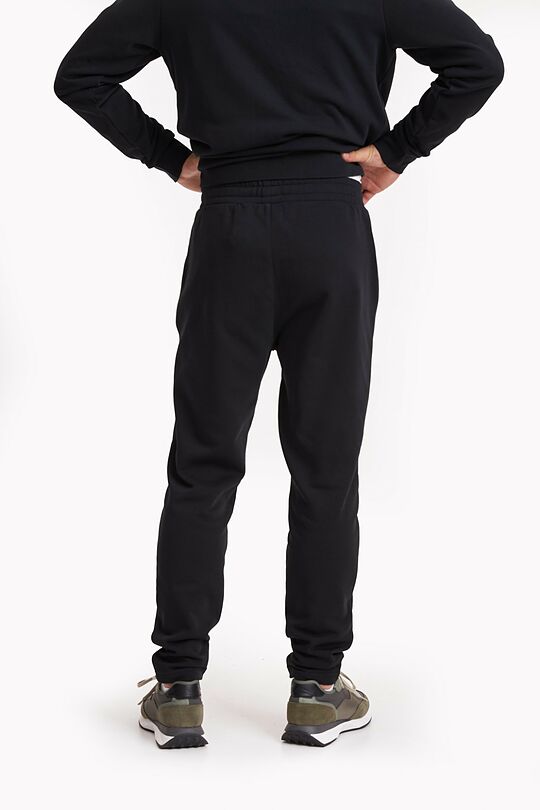 Cotton French terry tapered sweatpants 3 | BLACK | Audimas