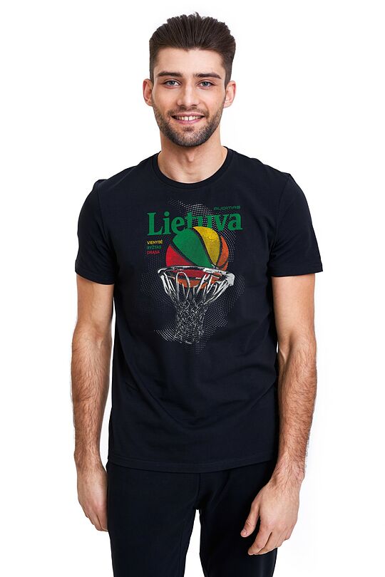 Short sleeves cotton T-shirt Lithuania – the land of basketball 1 | BLACK | Audimas