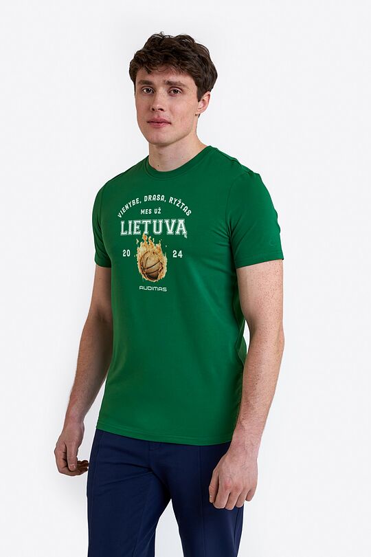 Short sleeves cotton T-shirt We are for Lithuania 1 | GREEN | Audimas
