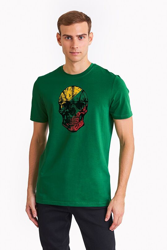 Short sleeves cotton T-shirt Invincible determination 1 | GREEN | Audimas