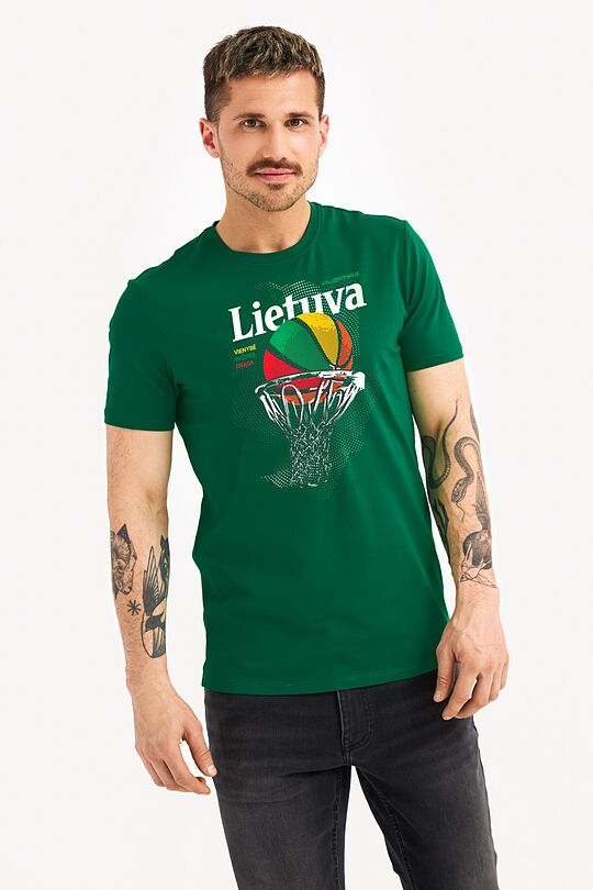Short sleeves cotton T-shirt Lithuania – the land of basketball 1 | GREEN | Audimas