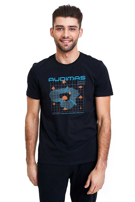 Short sleeves cotton T-shirt Lithuanian forests 1 | BLACK | Audimas