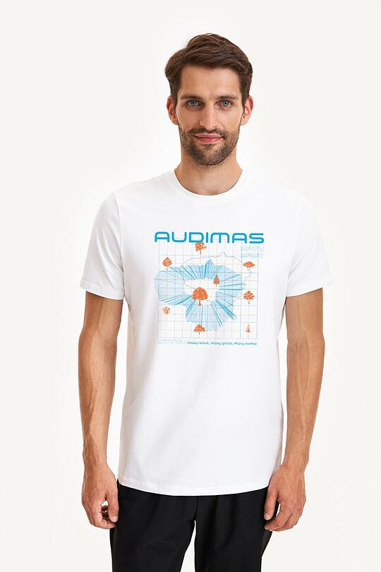 Short sleeves cotton T-shirt Lithuanian forests 1 | WHITE | Audimas